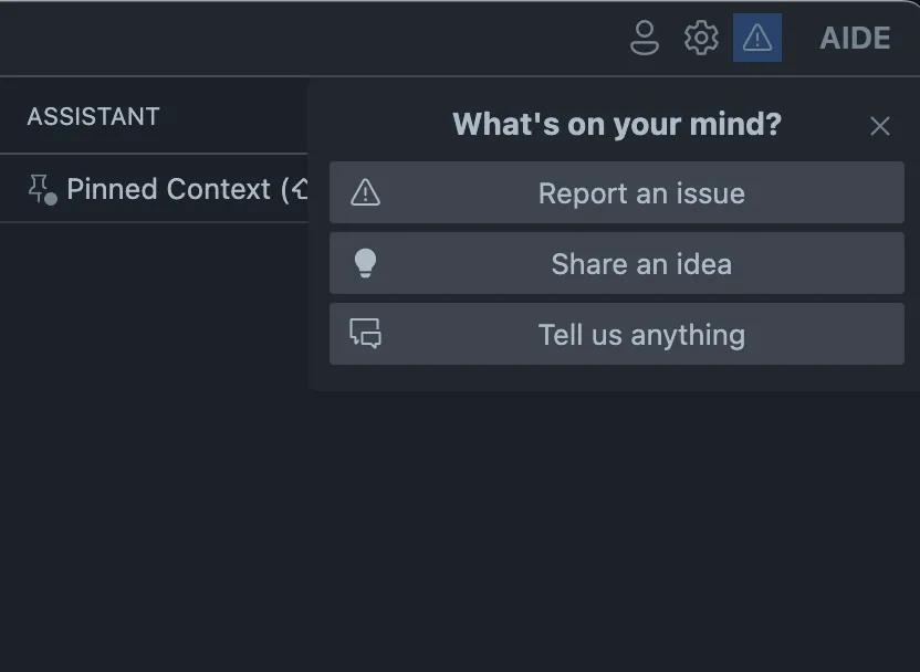 Screenshot of the feedback tool within Aide